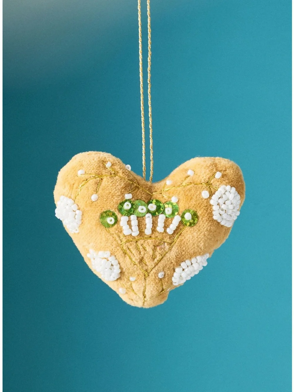 ANTHROPOLOGIE➕Beaded Velvet Heart Ornament NWT